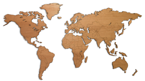 The magnetic MapaWall European Oak world map with country borders and matt varnished.