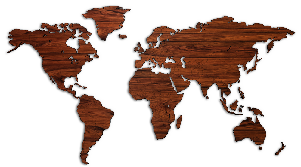 The magnetic MapaWall Rosewood Santos world map with country borders and matt varnished.